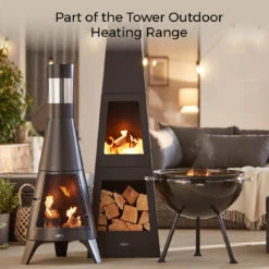 Tower Obelisk Wood Burner - Black -OUTSUNNY Store T978509 10