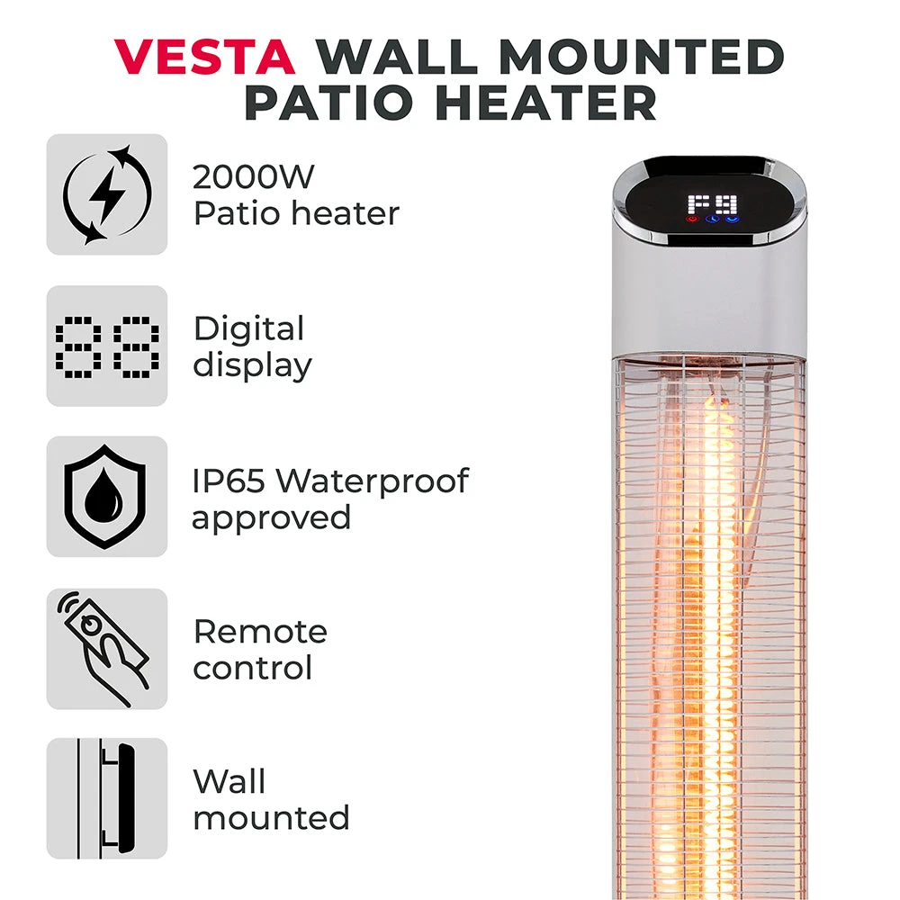 Tower Vesta 2KW Wall Mount Patio Heater 2 Tower Vesta 2KW Wall Mount Patio Heater - Image 2