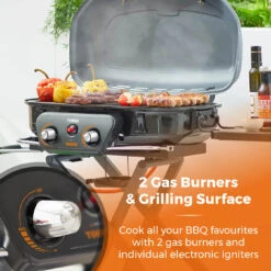 Tower Tourer Two Burner Portable Gas BBQ - Grey -OUTSUNNY Store T978522 03