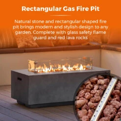 Tower Magna Rectangular Gas Fire Pit - Grey -OUTSUNNY Store T978528 03