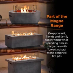 Tower Magna Rectangular Gas Fire Pit - Grey -OUTSUNNY Store T978528 08