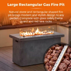 Tower Magna Rectangular Gas Fire Pit Tall - Grey 16 Tower Magna Rectangular Gas Fire Pit Tall - Grey -OUTSUNNY Store T978529 03