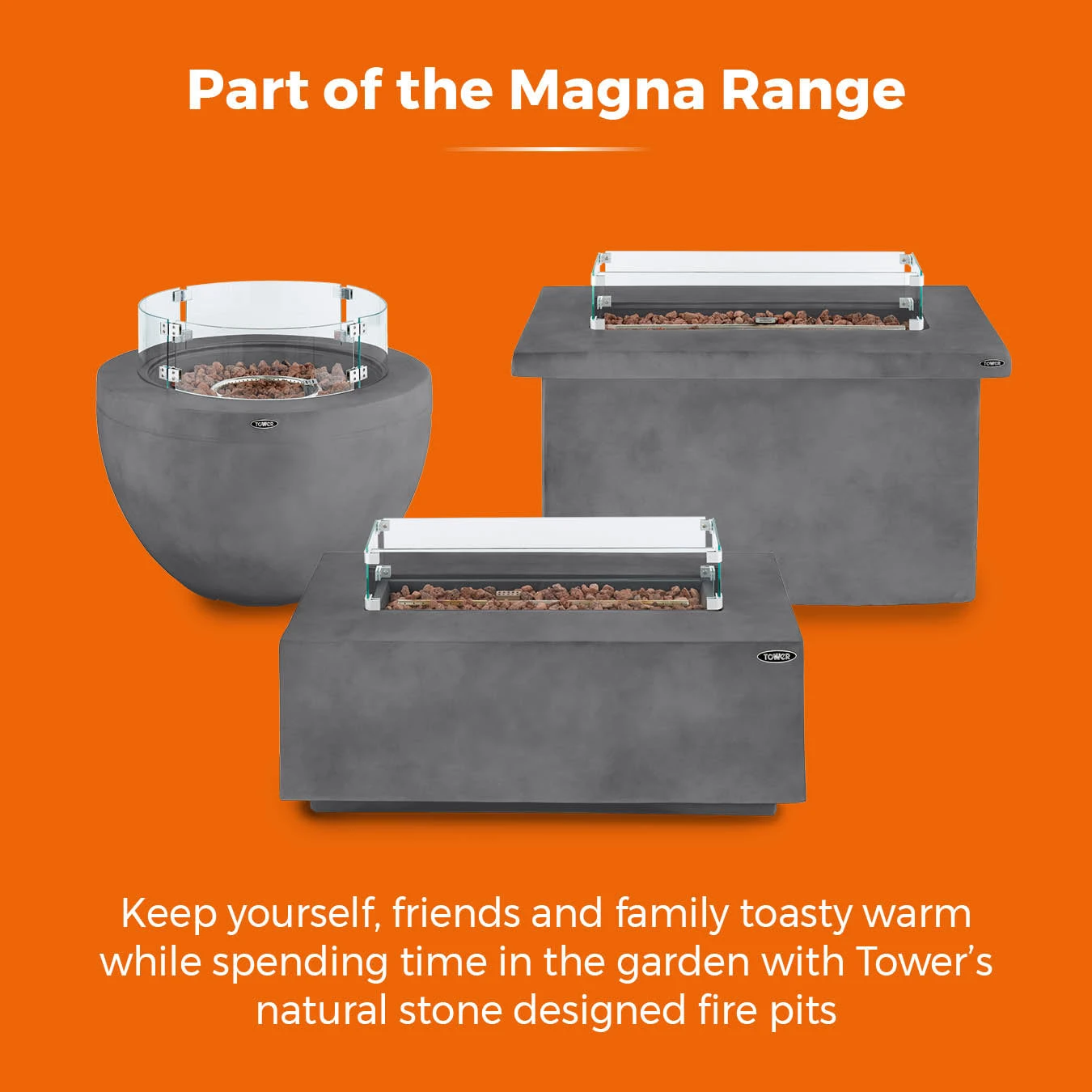 Tower Magna Rectangular Gas Fire Pit Tall - Grey 11 Tower Magna Rectangular Gas Fire Pit Tall - Grey - Image 11