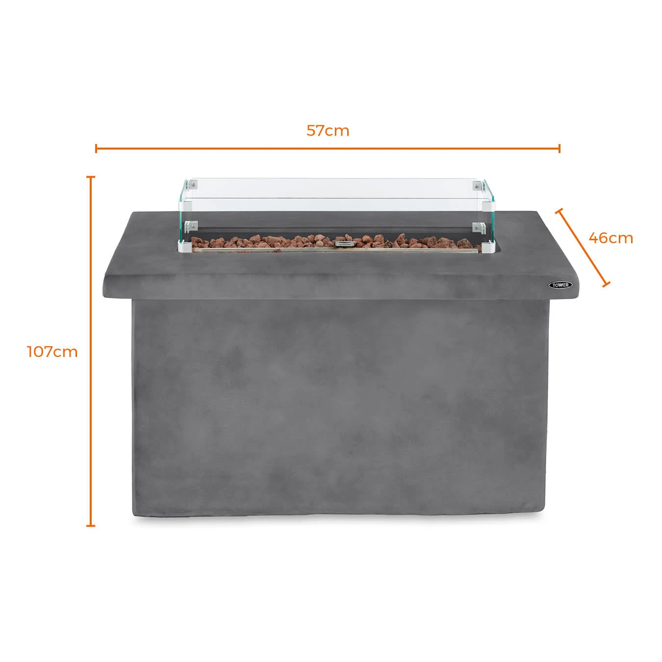 Tower Magna Rectangular Gas Fire Pit Tall - Grey 3 Tower Magna Rectangular Gas Fire Pit Tall - Grey - Image 3