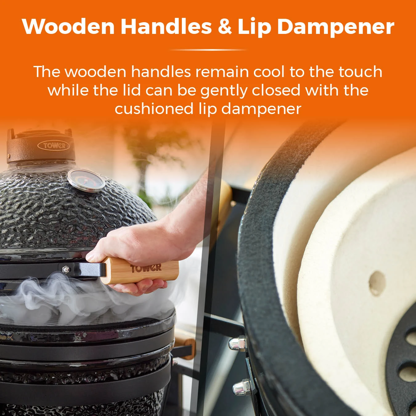 Tower Kamado Maxi Ceramic Charcoal BBQ - Black 6 Tower Kamado Maxi Ceramic Charcoal BBQ - Black - Image 6