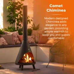 Tower Comet Chiminea Wood Burner - Black -OUTSUNNY Store T978538 03