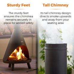 Tower Comet Chiminea Wood Burner - Black -OUTSUNNY Store T978538 06