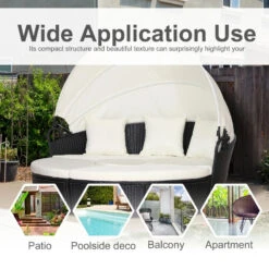 Outsunny Outdoor Daybed With Cushions - Black -OUTSUNNY Store THd7561803f6e7a45 jpg