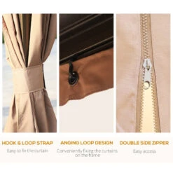 Outsunny Hardtop Gazebo With Curtains 3 X 4m - Brown -OUTSUNNY Store TJn5471893f17a563 jpg