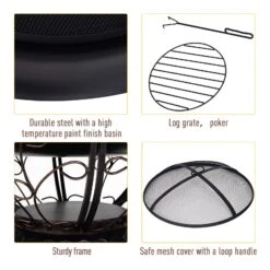 Outsunny Steel Lift-Top Screen Firepit Black -OUTSUNNY Store TMR5f517dc177ea15 20672d49 854b 4e49 8481 8dea3934169b