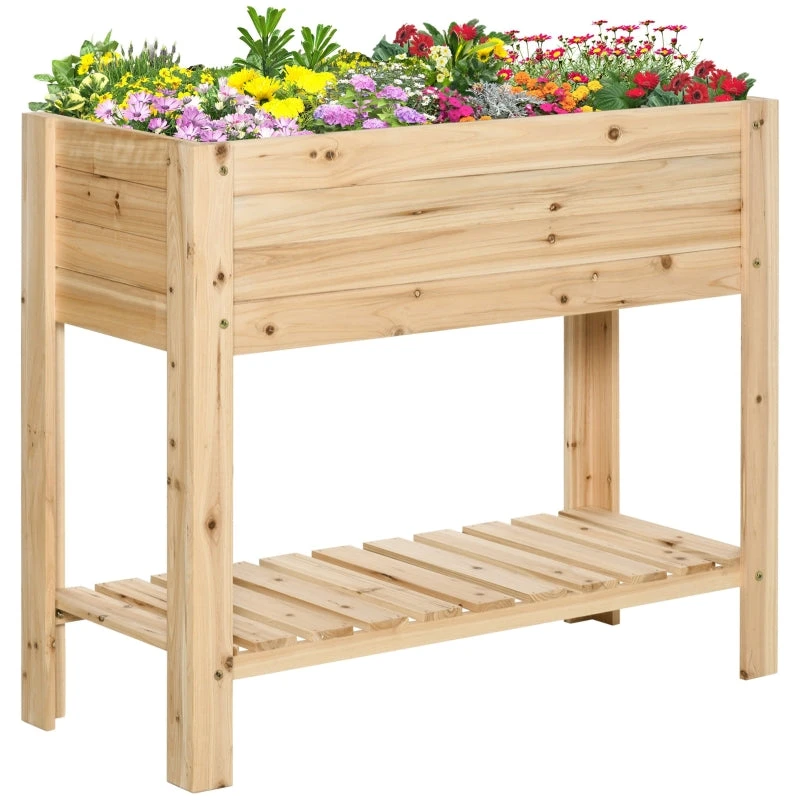 Outsunny Wooden Raised Plant Stand 100 X 40 X 84cm 1 Outsunny Wooden Raised Plant Stand 100 X 40 X 84cm