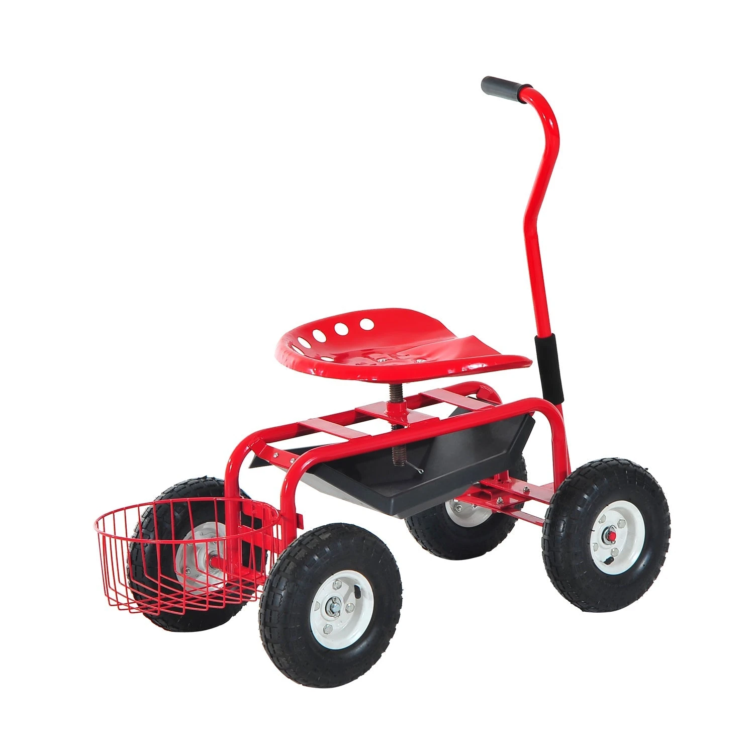 Outsunny Gardening Planting Rolling Cart Red 9 Outsunny Gardening Planting Rolling Cart Red - Image 9