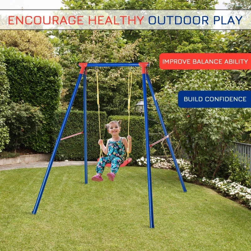 Outsunny Metal Children's Garden Swing 3-8 Years Old Blue 4 Outsunny Metal Children's Garden Swing 3-8 Years Old Blue - Image 4