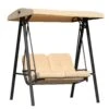 Outsunny 2 Seater Garden Outdoor Swing Chair Lounger Hammock Bench W/ Steel Frame Cushions Adjustable Tilting Canopy Patio Beige