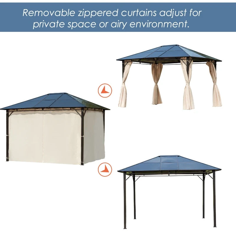 Outsunny Hardtop Gazebo 3.6m X 3m - Brown 4 Outsunny Hardtop Gazebo 3.6m X 3m - Brown - Image 4