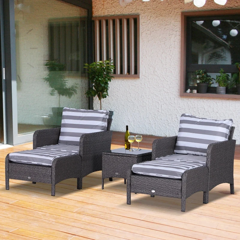 Outsunny Outdoor Rattan 2 Seater With Footstools - Dark Grey 10 Outsunny Outdoor Rattan 2 Seater With Footstools - Dark Grey - Image 10