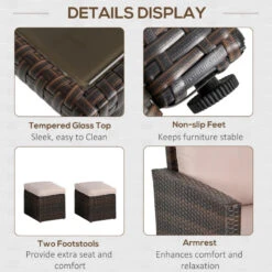 Outsunny Rattan Sofa Sets With Footstool - Brown -OUTSUNNY Store UIKb101818b352c20 jpg