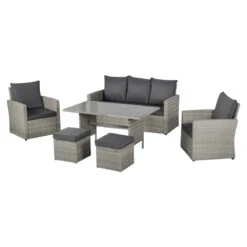 Outsunny Rattan Sofa Set With Footstools - Grey -OUTSUNNY Store UOTdaa1818549bbe7 jpg