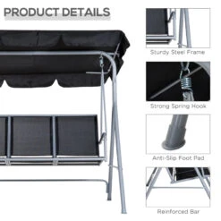 Outsunny-3 Seater Steel Swing Bench - Black -OUTSUNNY Store USNb101859f731266 jpg