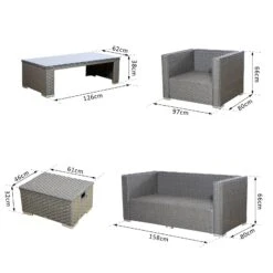 Outsunny 6PC Garden Rattan Sofa Set Bonzer Outdoor Furniture Patio Table Loveseat Stool Lounging Ottoman Aluminium Frame Wicker Weave Conservatory Grey -OUTSUNNY Store UYAa1217eecc29421 d2701c1e 4b8d 467b 8431 68db163e10a8