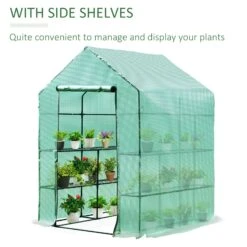 Outsunny 143x143x195 Cm Walk In Greenhouse With Shelves-Dark Green -OUTSUNNY Store UmRb1017ee2cf01af