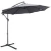 Outsunny Garden Banana Parasol With Cantilever Umbrella 3m - Grey