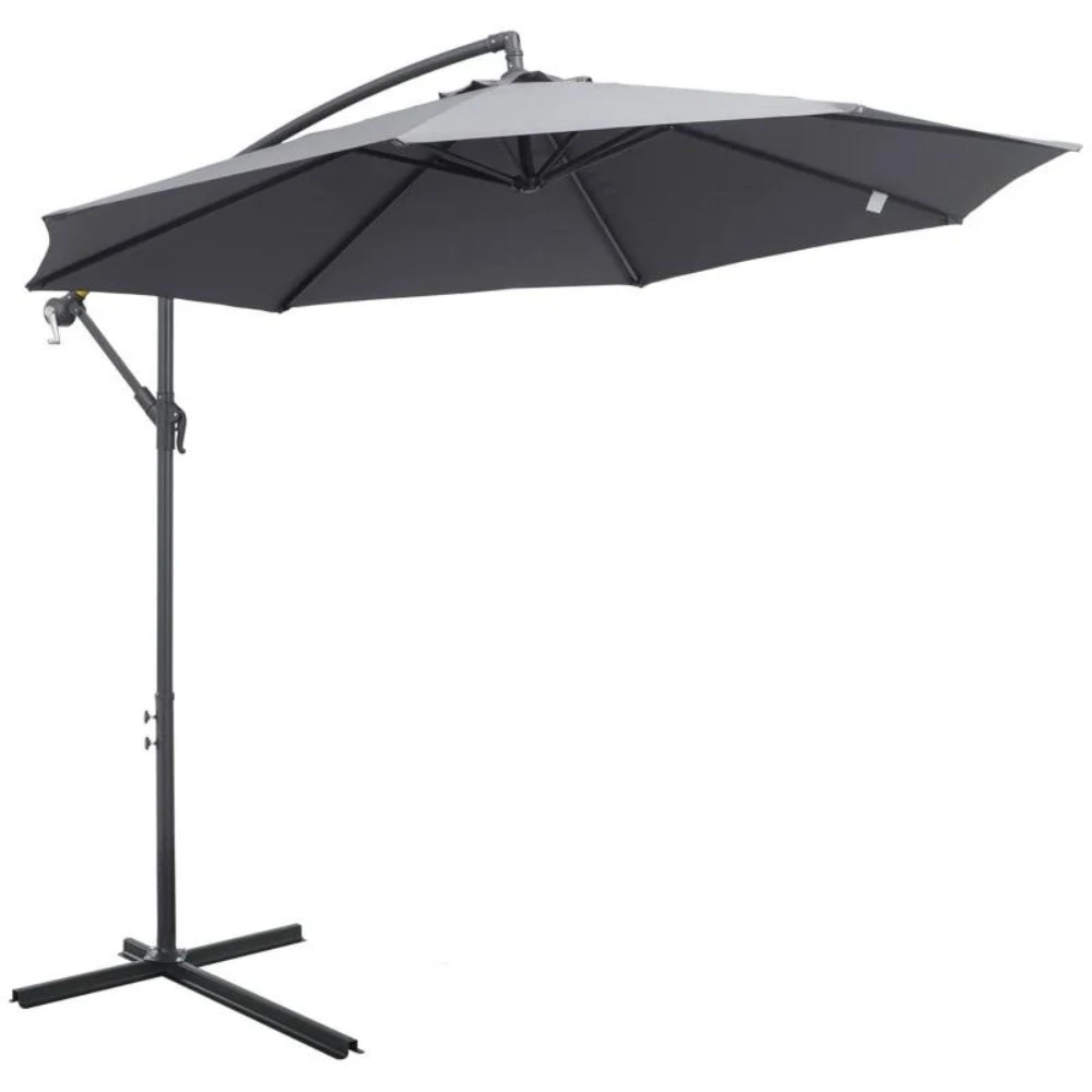 Outsunny Garden Banana Parasol With Cantilever Umbrella 3m - Grey 1 Outsunny Garden Banana Parasol With Cantilever Umbrella 3m - Grey