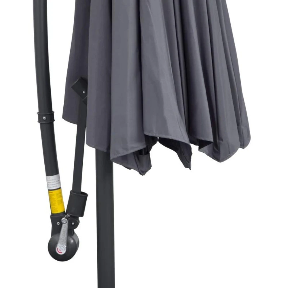Outsunny Garden Banana Parasol With Cantilever Umbrella 3m - Grey 6 Outsunny Garden Banana Parasol With Cantilever Umbrella 3m - Grey - Image 6
