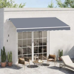 Outsunny Garden Sun Shade Canopy Retractable Awning 4 X 3m - Grey