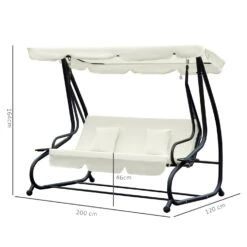 Outsunny 3 Seater Swing Bench - White -OUTSUNNY Store UoDd0417dc4f9392e