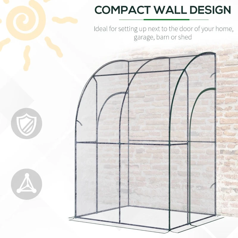 Outsunny Greenhouse Lean To 143x118x212 Cm - Clear 5 Outsunny Greenhouse Lean To 143x118x212 Cm - Clear - Image 5