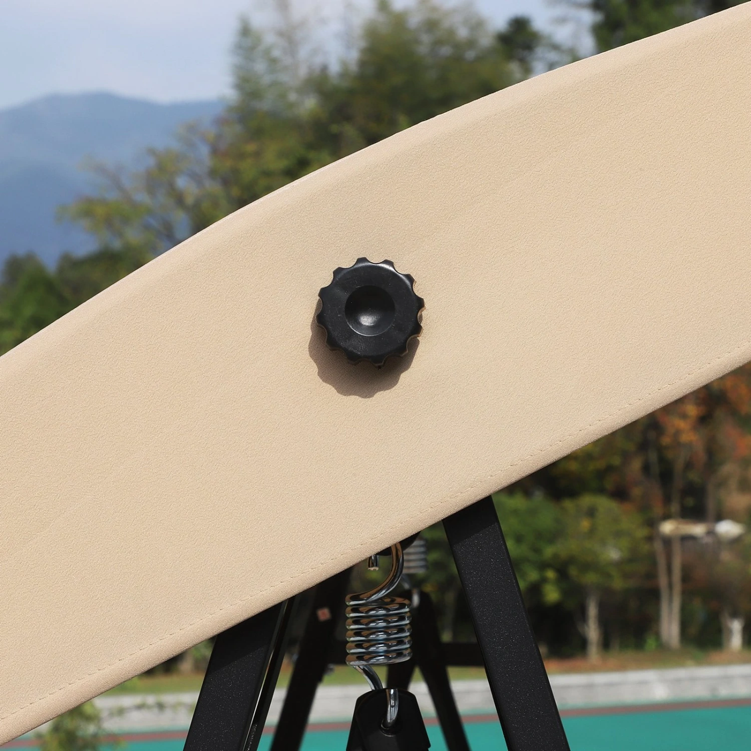 Outsunny 2 Seater Garden Outdoor Swing Chair Lounger Hammock Bench W/ Steel Frame Cushions Adjustable Tilting Canopy Patio Beige 4 Outsunny 2 Seater Garden Outdoor Swing Chair Lounger Hammock Bench W/ Steel Frame Cushions Adjustable Tilting Canopy Patio Beige - Image 4