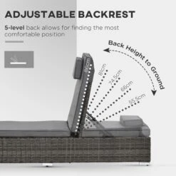 Outsunny 2 Seater Adjustable PE Rattan Wicker Lounge Set Half-Round Wicker Recliner Bed -OUTSUNNY Store V3aa0917eecc28ebe