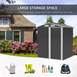 Outsunny Metal Storage Shed With Sliding Door 5ft X 4.3ft - Grey 16 Outsunny Metal Storage Shed With Sliding Door 5ft X 4.3ft - Grey -OUTSUNNY Store VAFb1018025dd5172 jpg