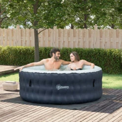 Outsunny Inflatable Hot Tub Spa Round With Cover For 4 People 180cm - Dark Blue -OUTSUNNY Store VLI6ff18041c96467 jpg