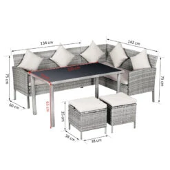 Outsunny Rattan Sofa Set With Coffee Table & Footstools - Grey -OUTSUNNY Store Vuka1217eecc29656 jpg