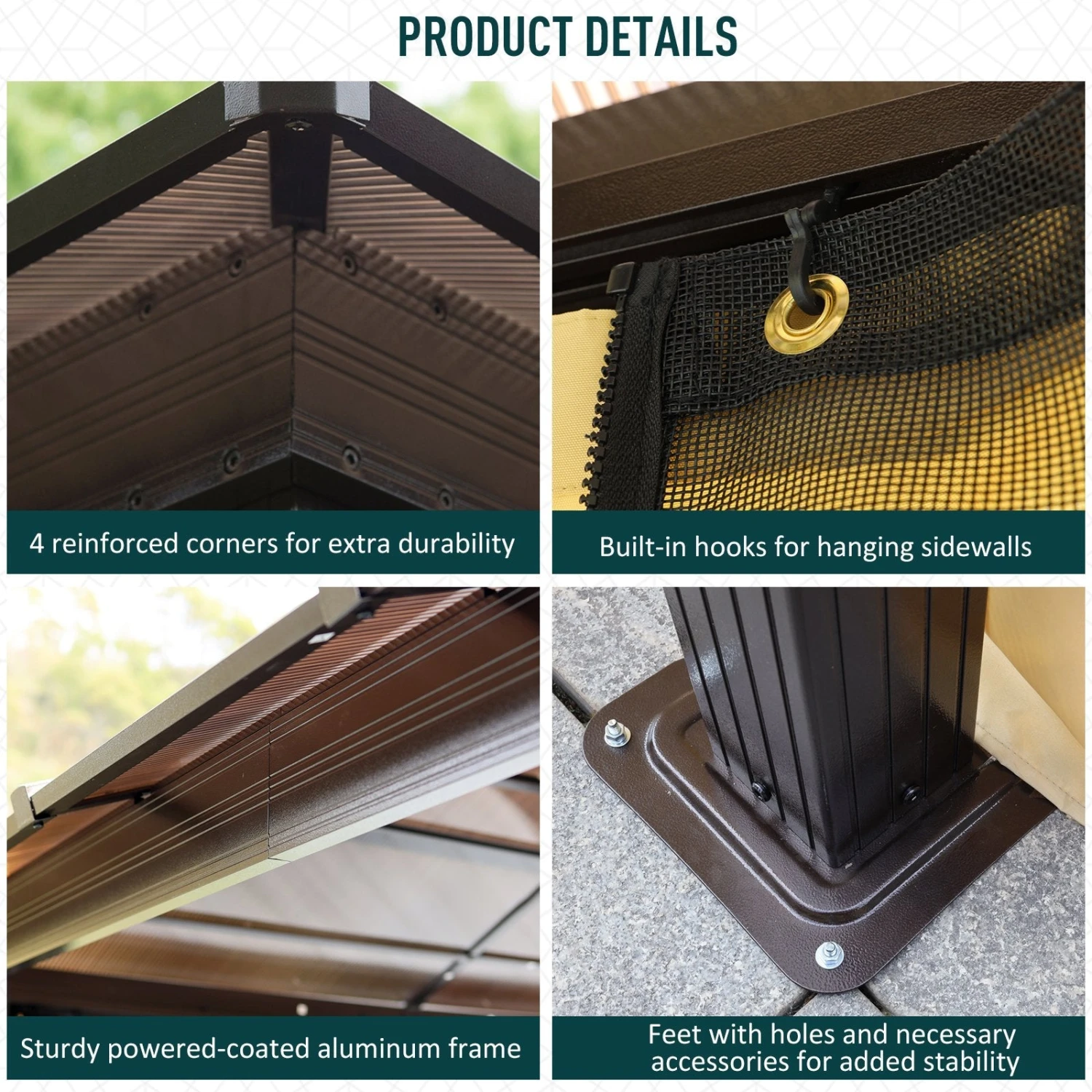 Outsunny 3 X 3.6m Gazebo Brown Black, Brown, Beige 6 Outsunny 3 X 3.6m Gazebo Brown Black, Brown, Beige - Image 6