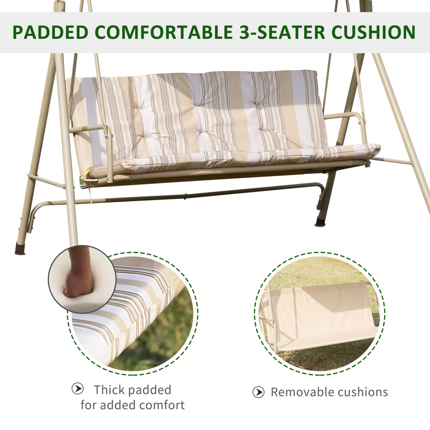 Outsunny 3 Seater Swing Bench 5 Outsunny 3 Seater Swing Bench - Image 5