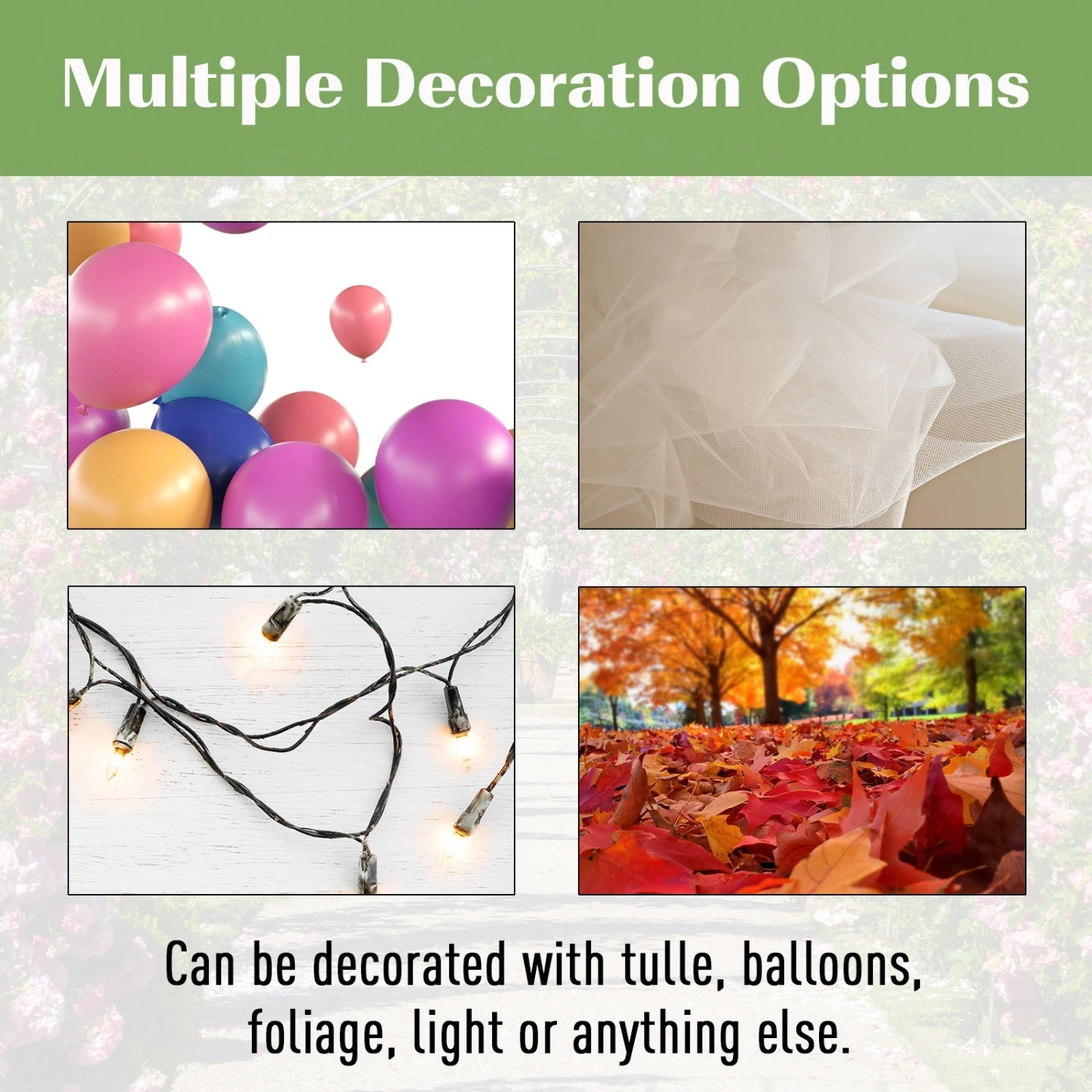 Outsunny Metal Arch Garden Bench - Black 4 Outsunny Metal Arch Garden Bench - Black - Image 4