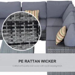 Outsunny Rattan Corner Sofa Set With Coffee Table - Grey -OUTSUNNY Store Wj275617eecc28b10 jpg