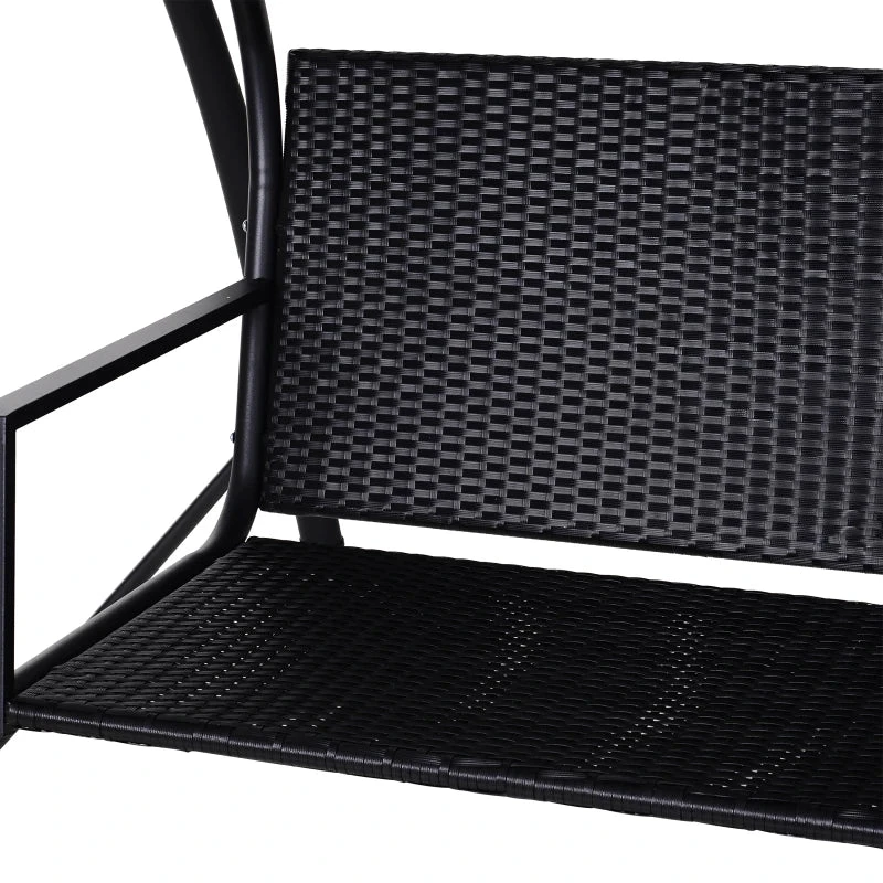 Outsunny Rattan Garden Swing Chair 3-Seater Black 9 Outsunny Rattan Garden Swing Chair 3-Seater Black - Image 9