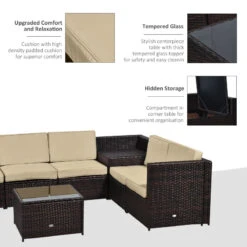 Outsunny Rattan Corner Sofa Set With Table - Brown -OUTSUNNY Store Wtc88c17fe8384473 jpg