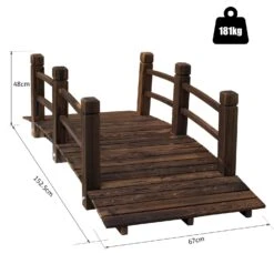 Outsunny 1.5M Wooden Garden Bridge Lawn Décor Stained Finish Arc Outdoor Pond Walkway W/ Railings Water Yard Decoration -OUTSUNNY Store X1Xad817dc2415c5f 8fada657 3f77 4636 aa20 d1f2bf974145