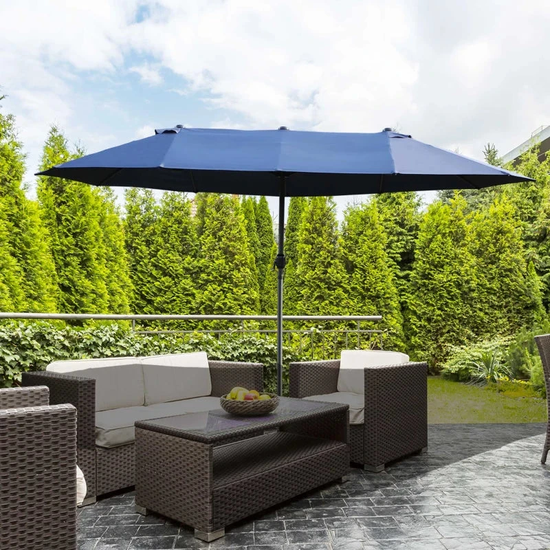 Outsunny Double Parasol 4.6m - Blue 11 Outsunny Double Parasol 4.6m - Blue - Image 11