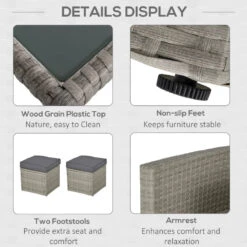 Outsunny Rattan Sofa Set With Footstools - Grey -OUTSUNNY Store XUCb101818b379346 jpg