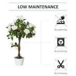 Outsunny Artificial Rose Tree And Planter For Indoor & Outdoor Use - White And Green 14 Outsunny Artificial Rose Tree And Planter For Indoor & Outdoor Use - White And Green -OUTSUNNY Store Xkob101818a89bdf8 jpg