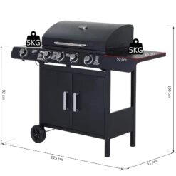 Outsunny 4+1 Gas Burner Grill BBQ Trolley Backyard Garden Smoker Side Burner Barbecue W/ Storage Side Table Wheels -OUTSUNNY Store Xnt06a17dc12eb0cc c6c79438 15d2 4c5f b8a8 614fb1d21660