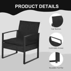 Outsunny Rattan Bistro Set - Black 15 Outsunny Rattan Bistro Set - Black -OUTSUNNY Store Xoy75617eecc2a2c3 jpg