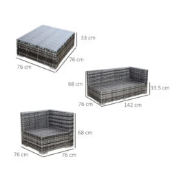 Outsunny Rattan Corner Sofa Set With Coffee Table - Grey -OUTSUNNY Store YBra1217eecc28b10 jpg