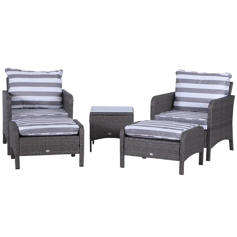 Outsunny Outdoor Rattan 2 Seater With Footstools - Dark Grey 11 Outsunny Outdoor Rattan 2 Seater With Footstools - Dark Grey - Image 11